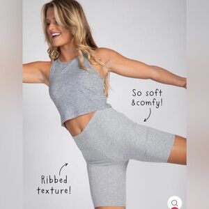 Grey Ribbed Bike Shorts